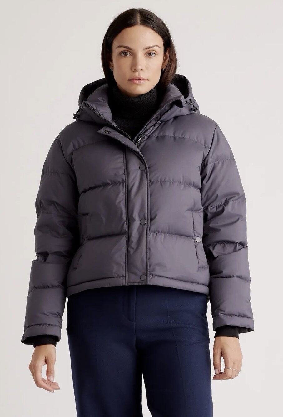NWT Quince Responsible Down Cropped Puffer Jacket Parka •S• Graphite Grey $140